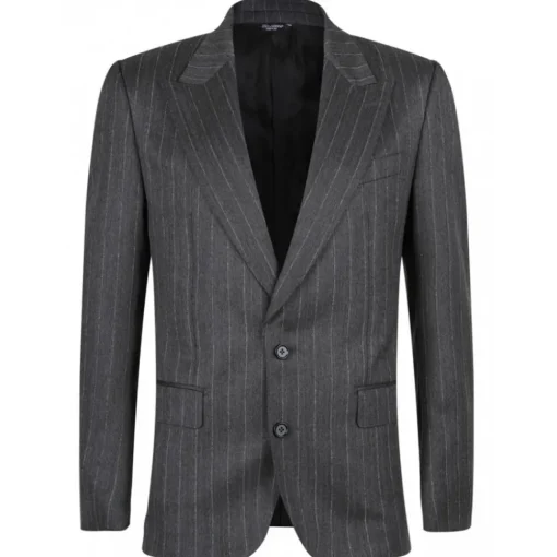 Dolce & Gabbana Dresses-Dolce & Gabbana - Grey Striped Suit - Dolce & Gabbana Exclusive Luxury Collection - Avvenice