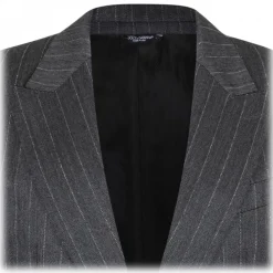 Dolce & Gabbana Dresses-Dolce & Gabbana - Grey Striped Suit - Dolce & Gabbana Exclusive Luxury Collection - Avvenice