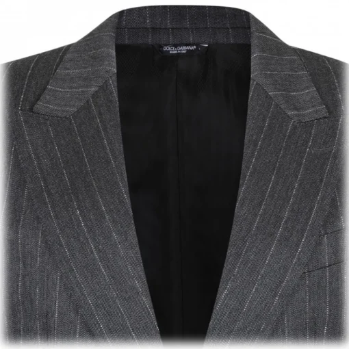 Dolce & Gabbana Dresses-Dolce & Gabbana - Grey Striped Suit - Dolce & Gabbana Exclusive Luxury Collection - Avvenice