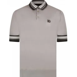 Dolce & Gabbana T-shirt-Dolce & Gabbana - Light Grey Polo Shirt - Dolce & Gabbana Exclusive Luxury Collection - Avvenice