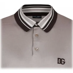 Dolce & Gabbana T-shirt-Dolce & Gabbana - Light Grey Polo Shirt - Dolce & Gabbana Exclusive Luxury Collection - Avvenice
