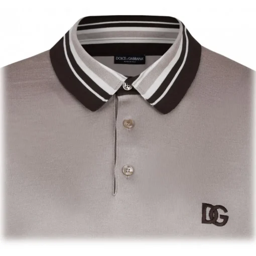 Dolce & Gabbana T-shirt-Dolce & Gabbana - Light Grey Polo Shirt - Dolce & Gabbana Exclusive Luxury Collection - Avvenice