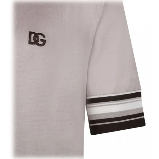 Dolce & Gabbana T-shirt-Dolce & Gabbana - Light Grey Polo Shirt - Dolce & Gabbana Exclusive Luxury Collection - Avvenice