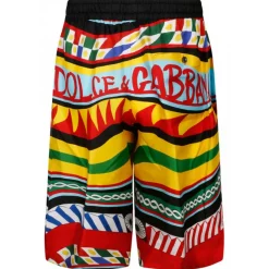 Dolce & Gabbana Swimwear-Dolce & Gabbana - Multicolour Silk Carreto Print Bermuda Shorts - Dolce & Gabbana Exclusive Luxury Collection - Avvenice