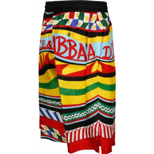 Dolce & Gabbana Swimwear-Dolce & Gabbana - Multicolour Silk Carreto Print Bermuda Shorts - Dolce & Gabbana Exclusive Luxury Collection - Avvenice