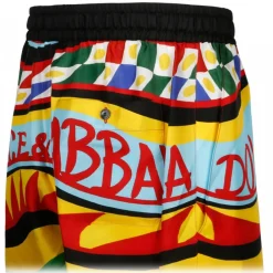 Dolce & Gabbana Swimwear-Dolce & Gabbana - Multicolour Silk Carreto Print Bermuda Shorts - Dolce & Gabbana Exclusive Luxury Collection - Avvenice