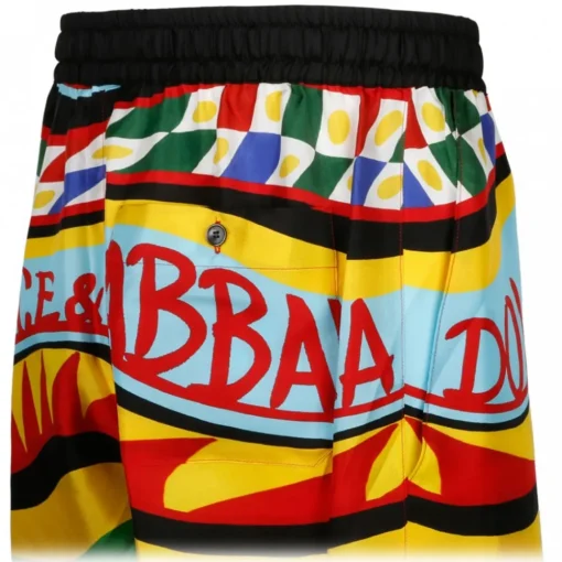 Dolce & Gabbana Swimwear-Dolce & Gabbana - Multicolour Silk Carreto Print Bermuda Shorts - Dolce & Gabbana Exclusive Luxury Collection - Avvenice