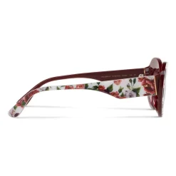 Dolce & Gabbana Eyewear Sunglasses & Eyewear-Dolce & Gabbana - Oval Sunglasses in Floral Print Acetate - Burgundy - Dolce & Gabbana Eyewear - Avvenice