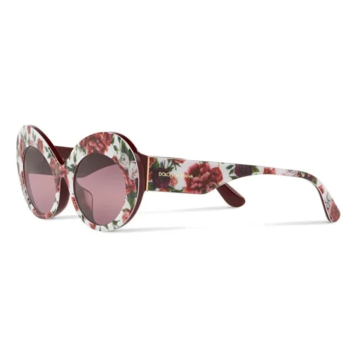 Dolce & Gabbana Eyewear Sunglasses & Eyewear-Dolce & Gabbana - Oval Sunglasses in Floral Print Acetate - Burgundy - Dolce & Gabbana Eyewear - Avvenice