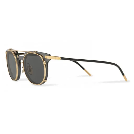 Dolce & Gabbana Eyewear Sunglasses & Eyewear-Dolce & Gabbana - Panthos Sunglasses with Metal Structure - Black and Shiny Gold - Dolce & Gabbana Eyewear - Avvenice