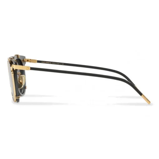 Dolce & Gabbana Eyewear Sunglasses & Eyewear-Dolce & Gabbana - Panthos Sunglasses with Metal Structure - Black and Shiny Gold - Dolce & Gabbana Eyewear - Avvenice