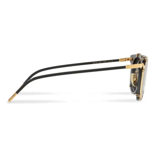 Dolce & Gabbana Eyewear Sunglasses & Eyewear-Dolce & Gabbana - Panthos Sunglasses with Metal Structure - Black and Shiny Gold - Dolce & Gabbana Eyewear - Avvenice