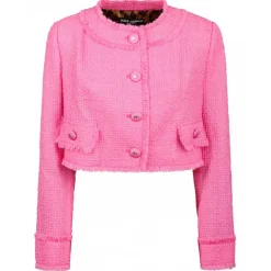 Dolce & Gabbana Jackets-Dolce & Gabbana - Pink Short Raschel Tweed Jacket - Dolce & Gabbana Exclusive Luxury Collection - Avvenice