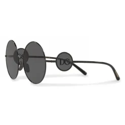 Dolce & Gabbana Eyewear Sunglasses & Eyewear-Dolce & Gabbana - Round Metal Sunglasses with DG Detail - Brilliant Black - Dolce & Gabbana Eyewear - Avvenice