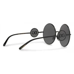 Dolce & Gabbana Eyewear Sunglasses & Eyewear-Dolce & Gabbana - Round Metal Sunglasses with DG Detail - Brilliant Black - Dolce & Gabbana Eyewear - Avvenice