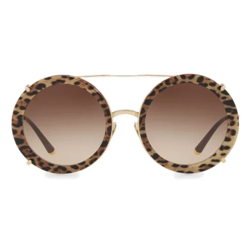 Dolce & Gabbana Eyewear Sunglasses & Eyewear-Dolce & Gabbana - Round Gold Metal Sunglasses with Clip On Leo - Dolce & Gabbana Eyewear - Avvenice