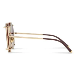 Dolce & Gabbana Eyewear Sunglasses & Eyewear-Dolce & Gabbana - Round Gold Metal Sunglasses with Clip On Leo - Dolce & Gabbana Eyewear - Avvenice