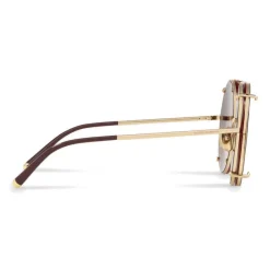 Dolce & Gabbana Eyewear Sunglasses & Eyewear-Dolce & Gabbana - Round Gold Metal Sunglasses with Clip On Leo - Dolce & Gabbana Eyewear - Avvenice