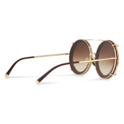 Dolce & Gabbana Eyewear Sunglasses & Eyewear-Dolce & Gabbana - Round Gold Metal Sunglasses with Clip On Leo - Dolce & Gabbana Eyewear - Avvenice