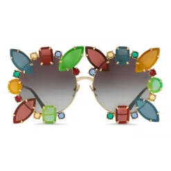 Dolce & Gabbana Eyewear Sunglasses & Eyewear-Dolce & Gabbana - Round Metal Sunglasses with Applications - Polished Gold and Multicolored Stones - Dolce & Gabbana Eyewear - Avvenice