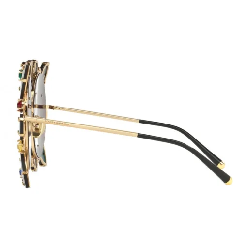 Dolce & Gabbana Eyewear Sunglasses & Eyewear-Dolce & Gabbana - Round Metal Sunglasses with Applications - Polished Gold and Multicolored Stones - Dolce & Gabbana Eyewear - Avvenice
