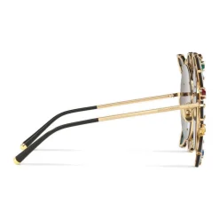 Dolce & Gabbana Eyewear Sunglasses & Eyewear-Dolce & Gabbana - Round Metal Sunglasses with Applications - Polished Gold and Multicolored Stones - Dolce & Gabbana Eyewear - Avvenice