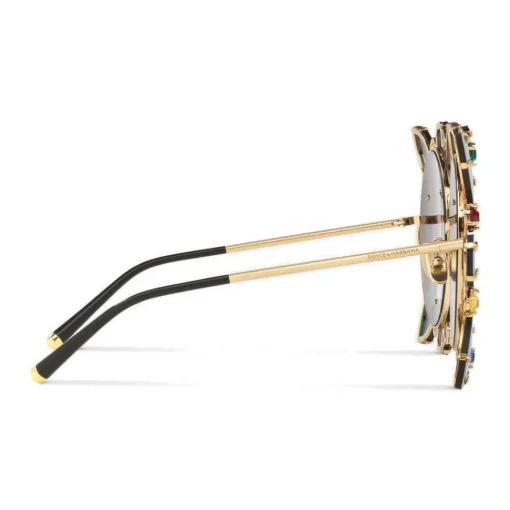 Dolce & Gabbana Eyewear Sunglasses & Eyewear-Dolce & Gabbana - Round Metal Sunglasses with Applications - Polished Gold and Multicolored Stones - Dolce & Gabbana Eyewear - Avvenice
