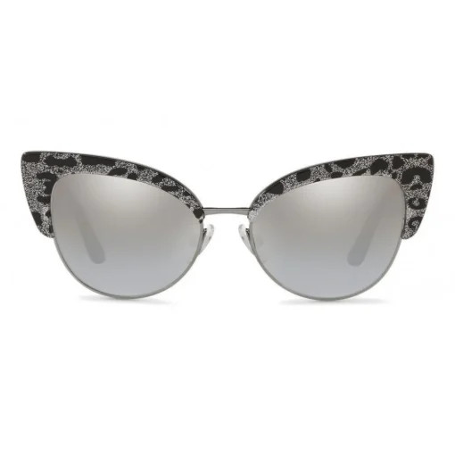Dolce & Gabbana Eyewear Sunglasses & Eyewear-Dolce & Gabbana - Sunglasses Cat-Eye in Acetate - Leo with Silver Glitter - Dolce & Gabbana Eyewear - Avvenice
