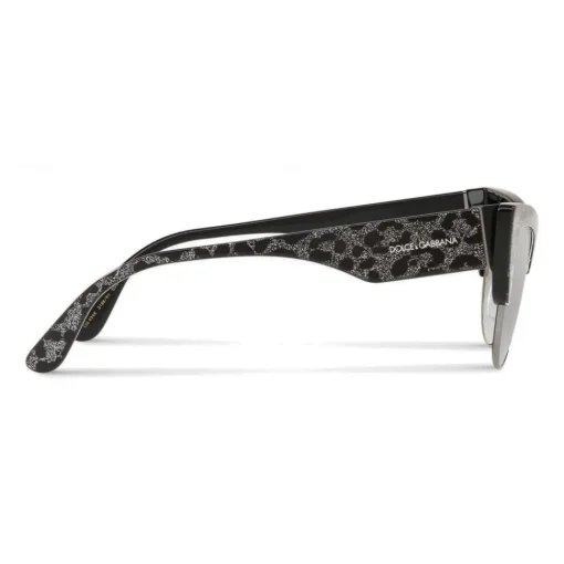 Dolce & Gabbana Eyewear Sunglasses & Eyewear-Dolce & Gabbana - Sunglasses Cat-Eye in Acetate - Leo with Silver Glitter - Dolce & Gabbana Eyewear - Avvenice
