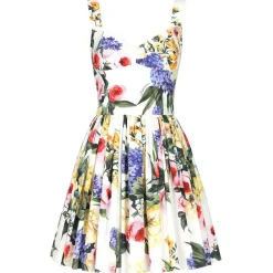 Dolce & Gabbana Dresses-Dolce & Gabbana - White and Multicolor Dress - Dolce & Gabbana Exclusive Luxury Collection - Avvenice