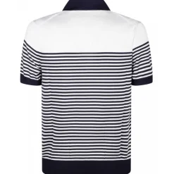 Dolce & Gabbana T-shirt-Dolce & Gabbana - White and Blue Striped Polo Shirt - Dolce & Gabbana Exclusive Luxury Collection - Avvenice