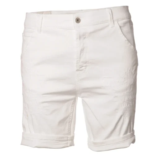 Dondup Trousers-- Bermuda in Ripped Denim - White - Trousers - Luxury Exclusive Collection - Avvenice