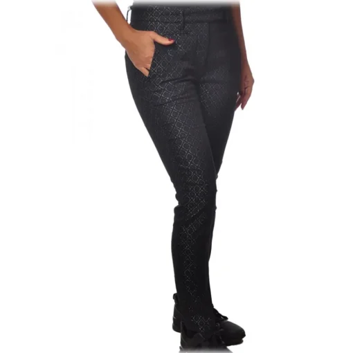 Dondup Trousers-- Geometric Pattern Trousers - Black - Trousers - Luxury Exclusive Collection - Avvenice