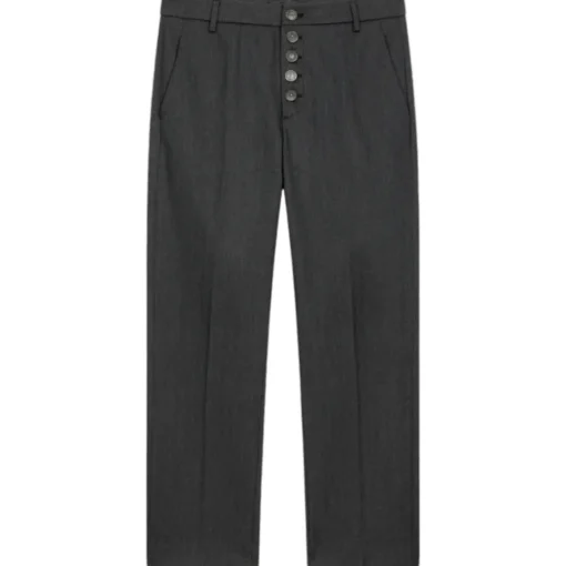 Dondup Trousers-- Jewel Button Loose Trousers - Grey - Trousers - Luxury Exclusive Collection - Avvenice