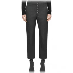 Dondup Trousers-- Jewel Button Loose Trousers - Grey - Trousers - Luxury Exclusive Collection - Avvenice