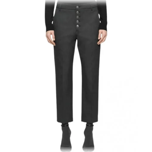 Dondup Trousers-- Jewel Button Loose Trousers - Grey - Trousers - Luxury Exclusive Collection - Avvenice