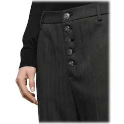 Dondup Trousers-- Jewel Button Loose Trousers - Grey - Trousers - Luxury Exclusive Collection - Avvenice