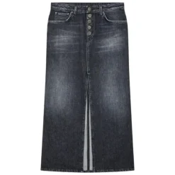 Dondup Skirts-- Long Denim Skirt with Jewel Buttons - Black - Skirt - Luxury Exclusive Collection - Avvenice