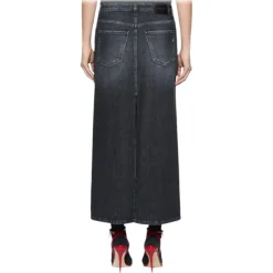Dondup Skirts-- Long Denim Skirt with Jewel Buttons - Black - Skirt - Luxury Exclusive Collection - Avvenice