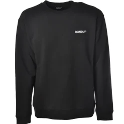 Dondup Sweatshirts-- Long-Sleeved Crewneck with Logo - Black - Sweatshirt - Luxury Exclusive Collection - Avvenice