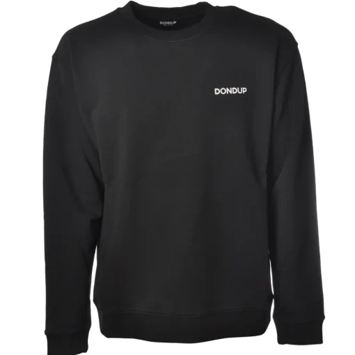 Dondup Sweatshirts-- Long-Sleeved Crewneck with Logo - Black - Sweatshirt - Luxury Exclusive Collection - Avvenice