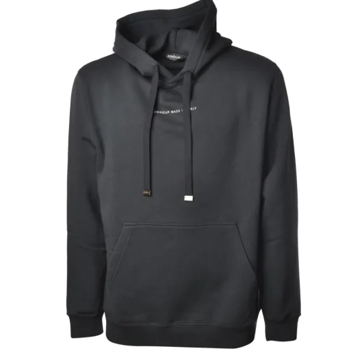 Dondup Sweatshirts-- Long-Sleeved Hoodie with Logo - Blue - Sweatshirt - Luxury Exclusive Collection - Avvenice