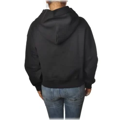 Dondup Sweatshirts-- Long-Sleeved Short Hoodie with Logo - Black - Sweatshirt - Luxury Exclusive Collection - Avvenice