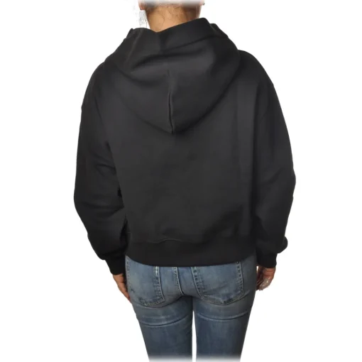 Dondup Sweatshirts-- Long-Sleeved Short Hoodie with Logo - Black - Sweatshirt - Luxury Exclusive Collection - Avvenice