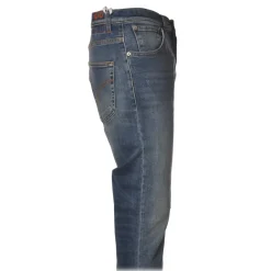 Dondup Trousers-- Low Crotch Jeans Washed Denim Canvas - Dark Denim - Trousers - Luxury Exclusive Collection - Avvenice