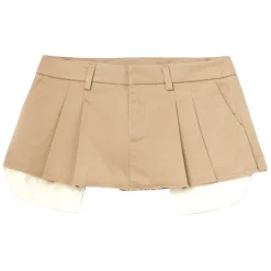 Dondup Skirts-- Low Waist Short Short Skirt - Beige - Skirt - Luxury Exclusive Collection - Avvenice