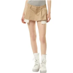 Dondup Skirts-- Low Waist Short Short Skirt - Beige - Skirt - Luxury Exclusive Collection - Avvenice