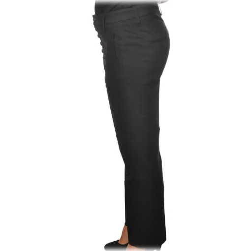 Dondup Trousers-- Nima Trousers with Metal Closure Buttons - Black - Trousers - Luxury Exclusive Collection - Avvenice