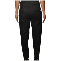 Dondup Trousers-- Nima Trousers with Metal Closure Buttons - Black - Trousers - Luxury Exclusive Collection - Avvenice
