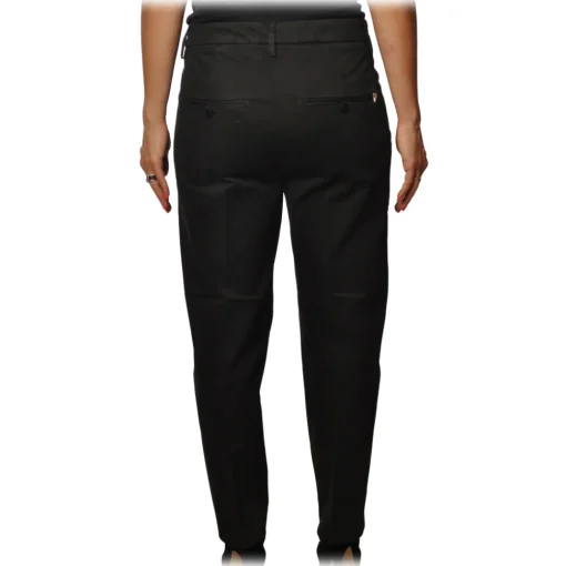 Dondup Trousers-- Nima Trousers with Metal Closure Buttons - Black - Trousers - Luxury Exclusive Collection - Avvenice